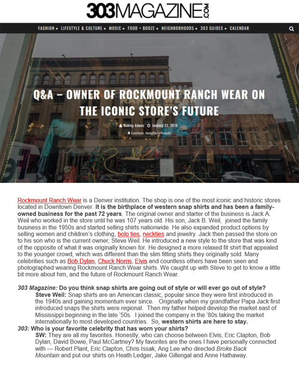 303 Magazine - Q&A - Owner of Rockmount Ranch Wear on the Iconic Store's Future