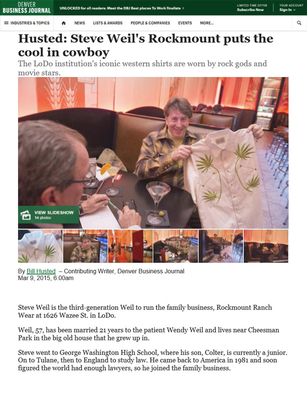 Denver Business Journal - Steve Weil's Rockmount Puts the Cool in Cowboy