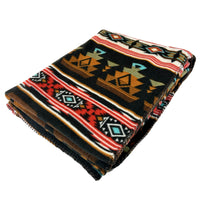 Native Pattern Fleece Western Blanket in Rust & Black