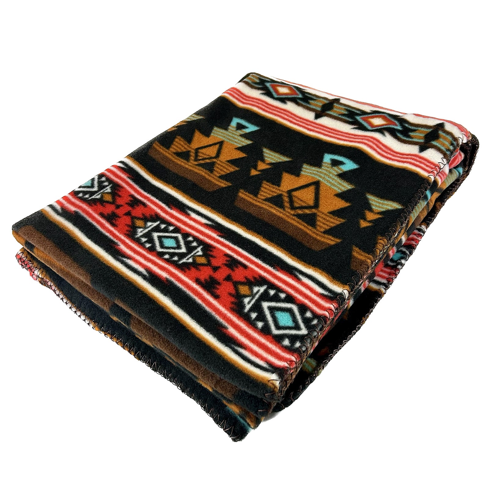 Native Pattern Fleece Western Blanket in Rust & Black