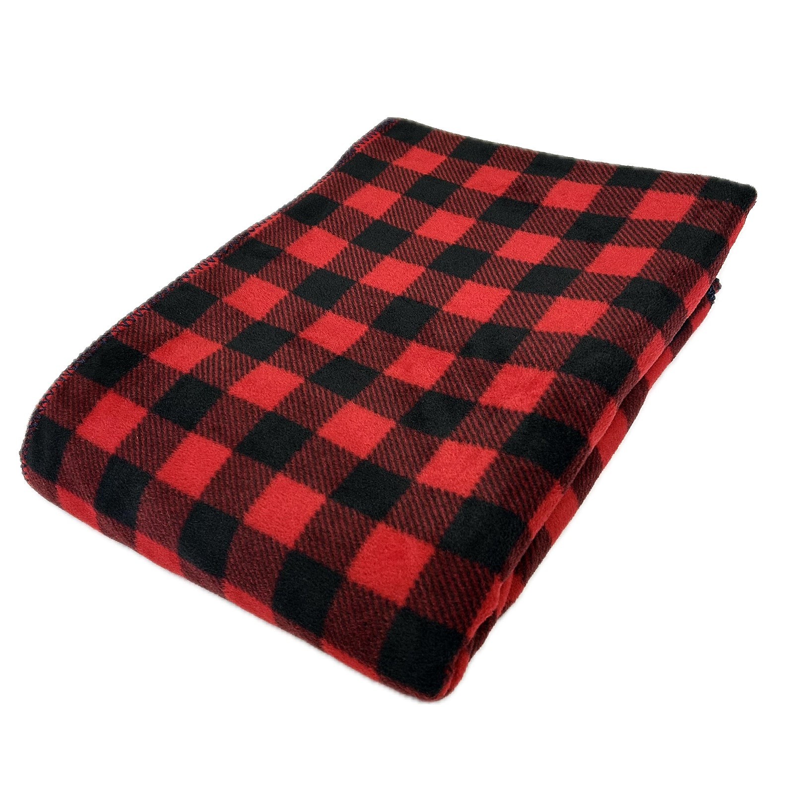 Buffalo Check Pattern Fleece Western Blanket in Red & Black
