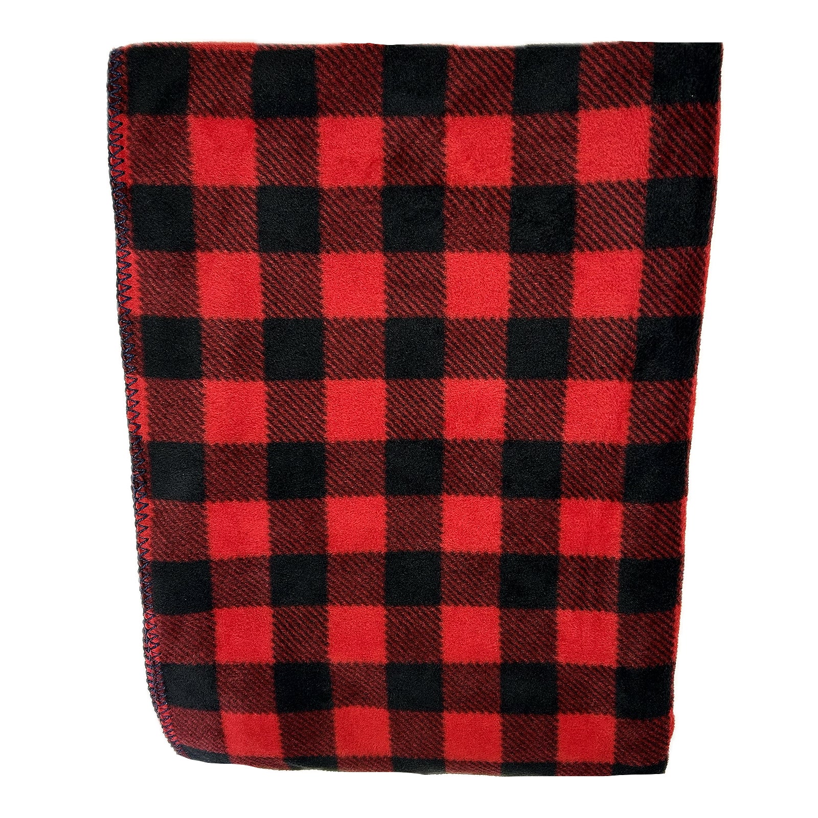 Buffalo Check Pattern Fleece Western Blanket in Red & Black