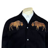 Men's Vintage Black Suede Cloth Western Bolero Jacket with Bison Embroidery