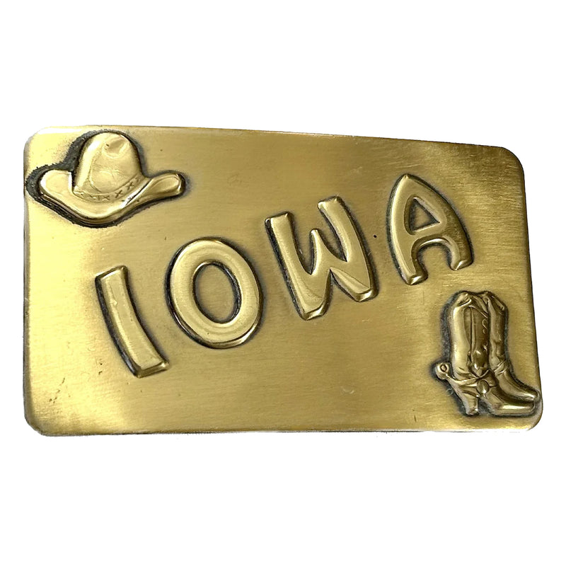 Vintage Brass Iowa State Buckle