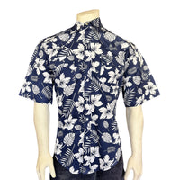 Men's Short Sleeve Denim Floral Print Western Shirt