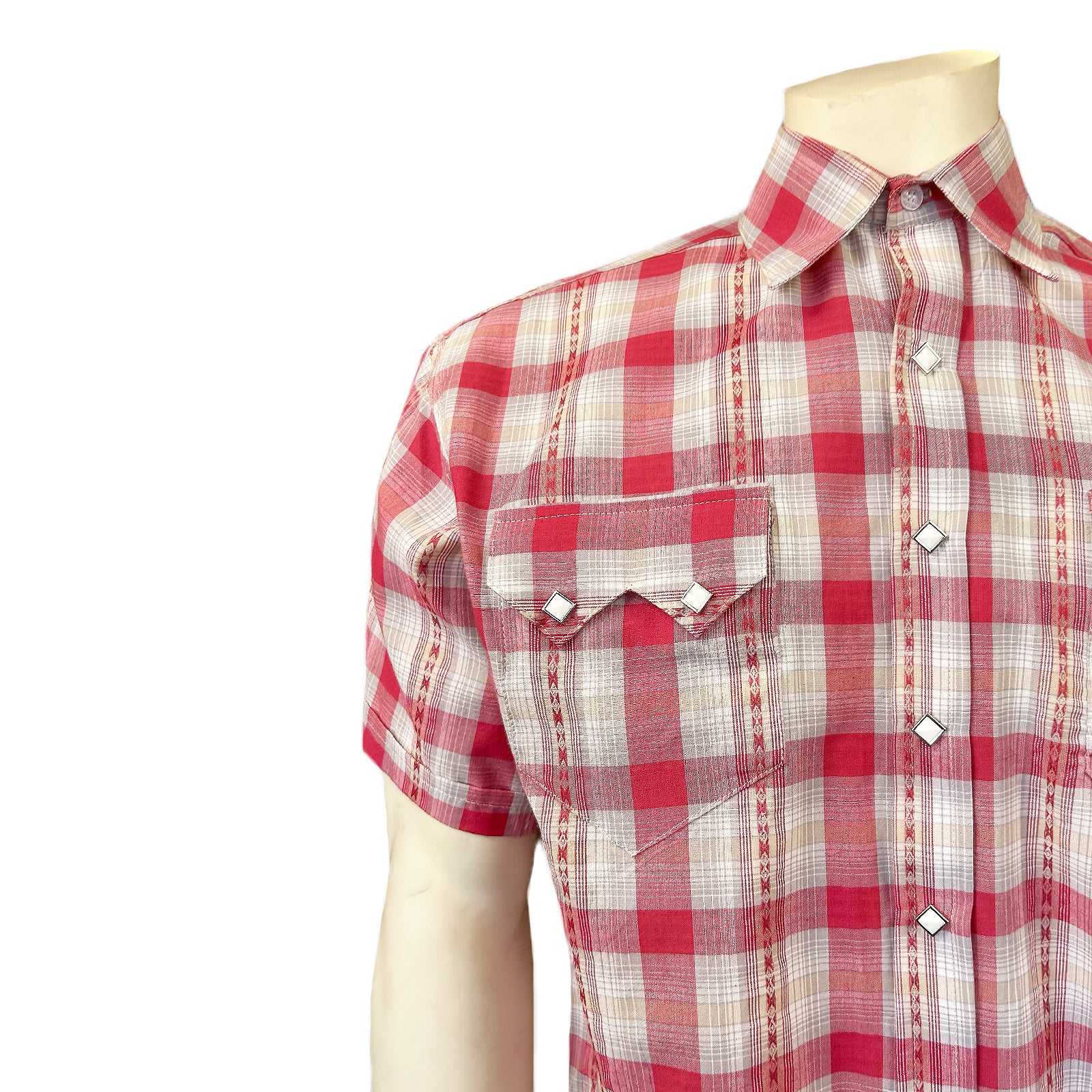 Men's Shadow Plaid Dobby Lurex Short Sleeve Western Shirt