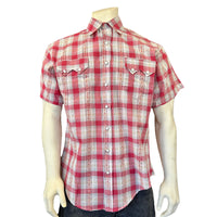 Men's Shadow Plaid Dobby Lurex Short Sleeve Western Shirt