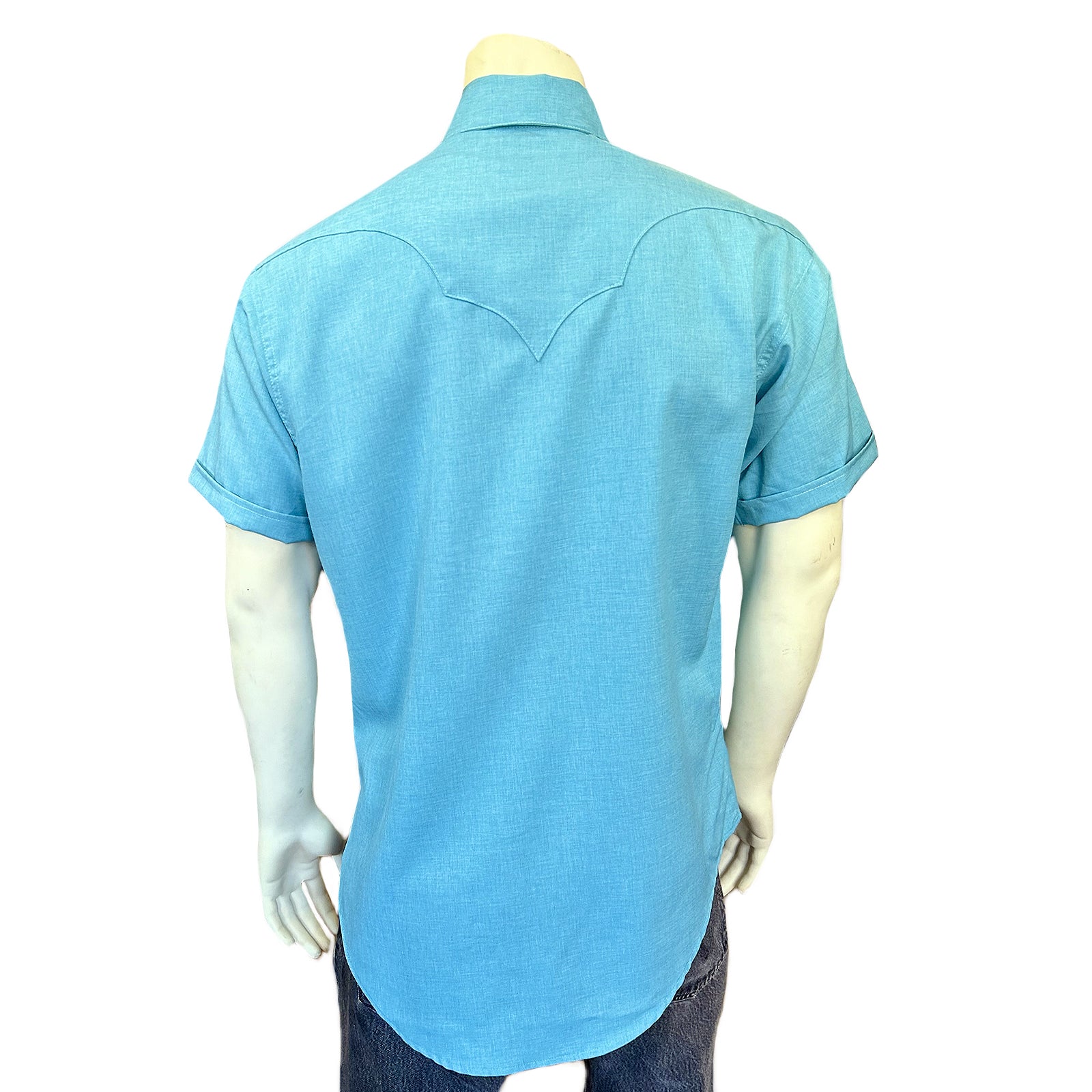 Men's Short Sleeve Aqua Western Shirt with UV Protection