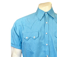 Men's Short Sleeve Aqua Western Shirt with UV Protection