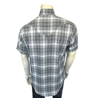 Men's Grey Short Sleeve Shadow Plaid Western Shirt