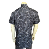 Men’s Black Floral Print Short Sleeve Western Shirt