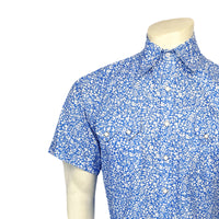 Men’s Short Sleeve Blue Floral Print Western Shirt