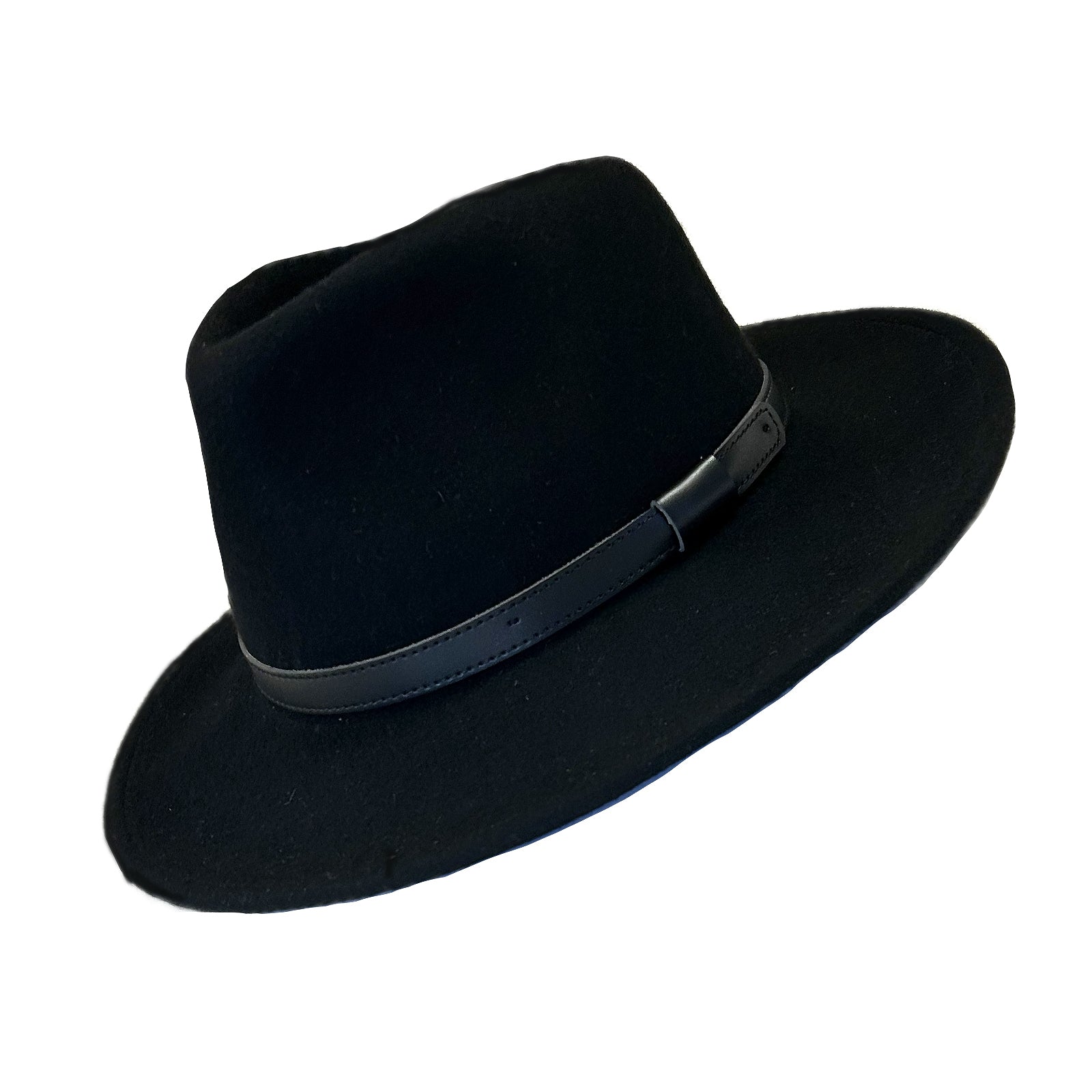 Black Wool Felt Western Hat with Faux Leather Band