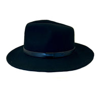 Black Wool Felt Western Hat with Faux Leather Band