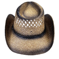 Raffia Straw 2-Tone Pinch Crease Western Hat