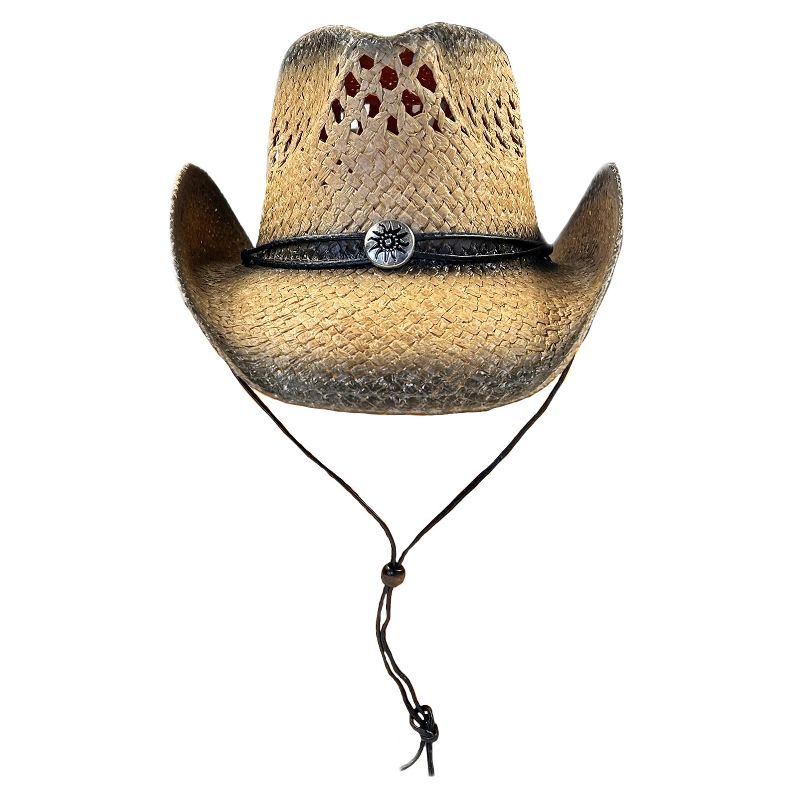 Raffia Straw 2-Tone Pinch Crease Western Hat