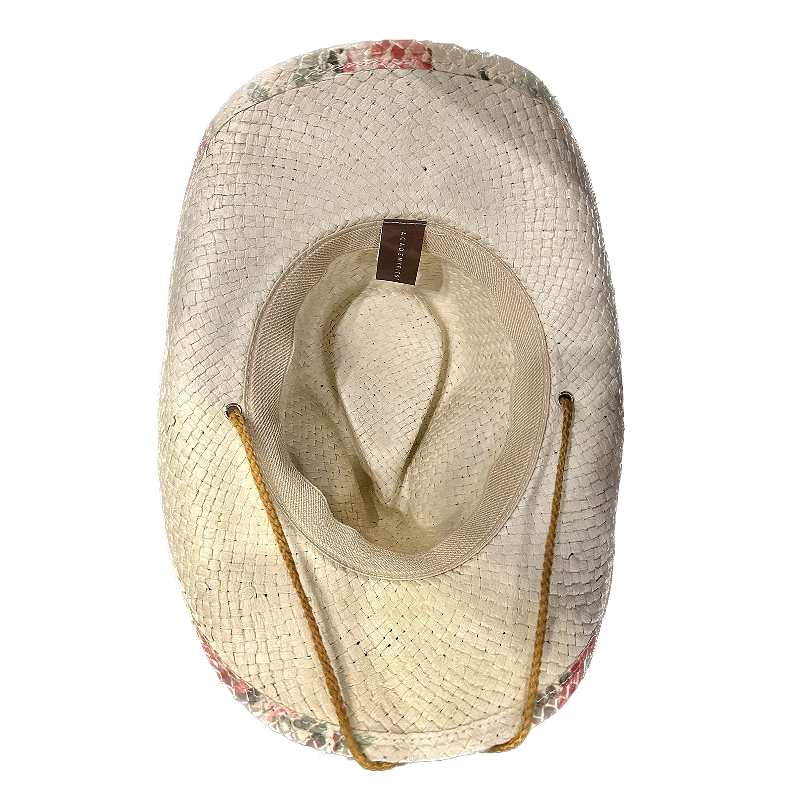 Floral Red & Green Print Straw Western Hat