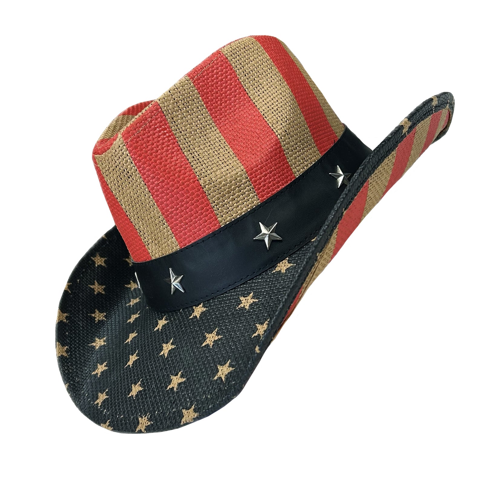 American Flag Raffia Straw Western Hat