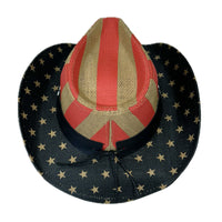American Flag Raffia Straw Western Hat