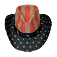 American Flag Raffia Straw Western Hat