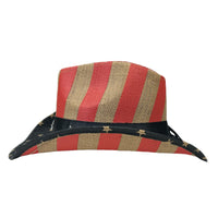 American Flag Raffia Straw Western Hat