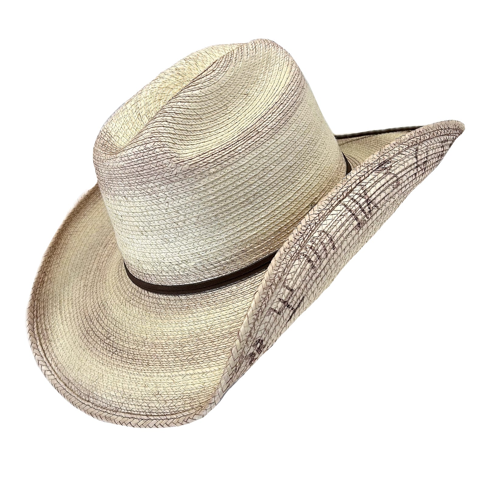 Palm Straw Cowboy Hat with Cattleman Brands