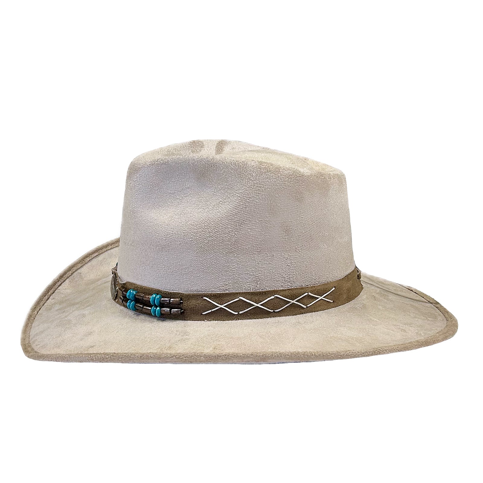 Suede Canyon Western Hat in Beige