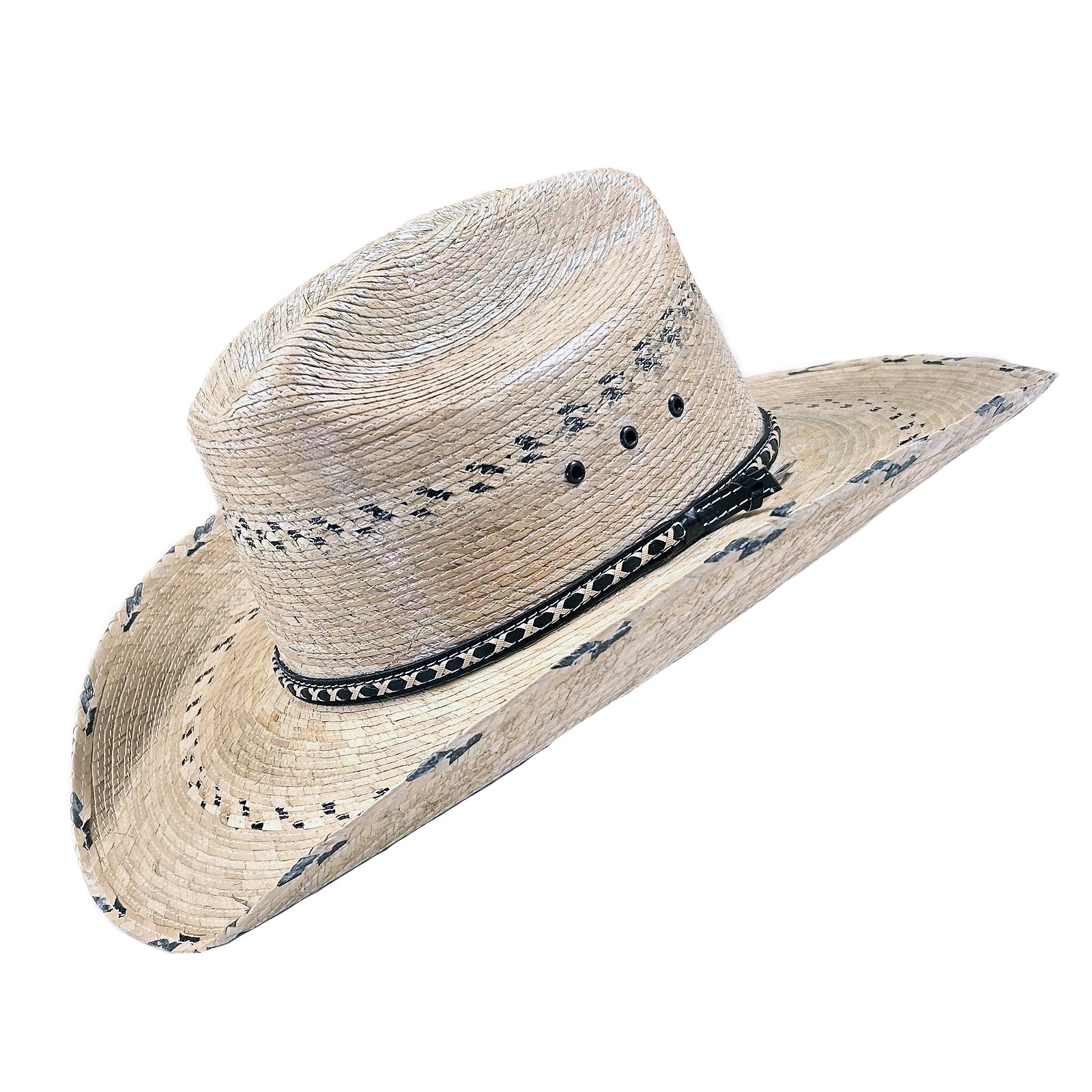 Premium Palm Straw Cattleman Cowboy Hat with Chin Cord