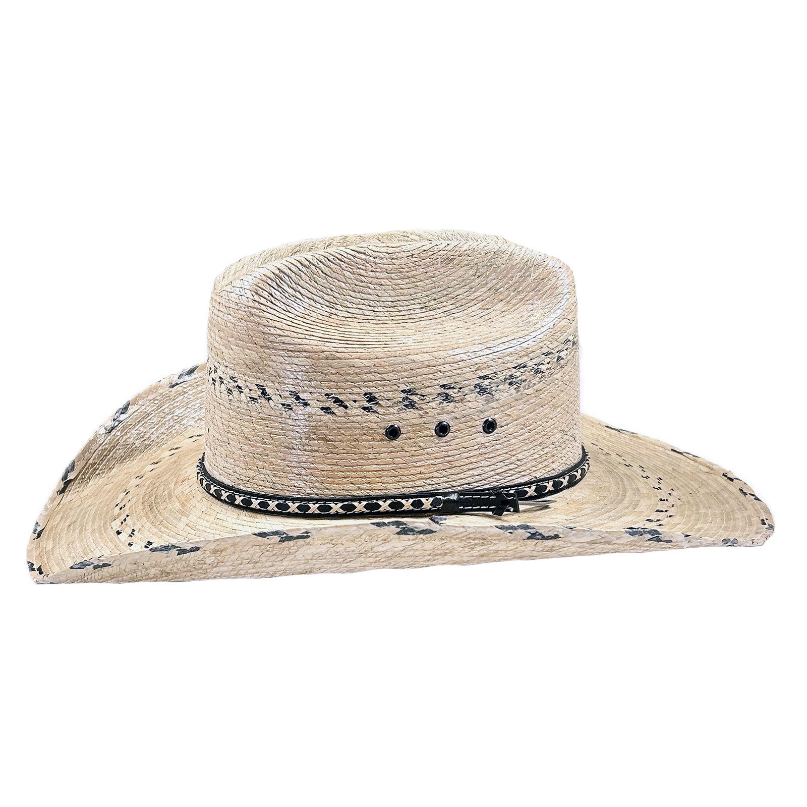 Premium Palm Straw Cattleman Cowboy Hat with Chin Cord
