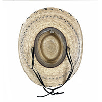 Premium Palm Straw Oval Crown Western Hat with Chin Cord