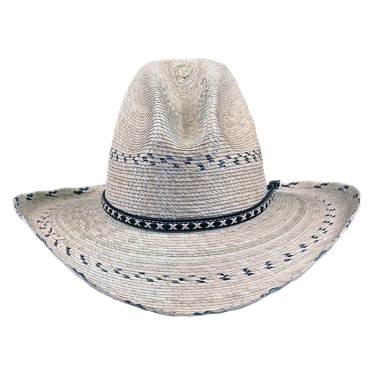 Premium Palm Straw Cowboy Hat with Gus Stripe