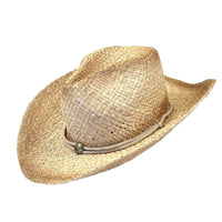 Raffia Full Vent Distressed Brown Band Straw Western Hat
