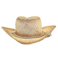 Raffia Full Vent Distressed Brown Band Straw Western Hat