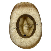 Raffia Full Vent Distressed Brown Band Straw Western Hat