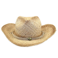 Raffia Full Vent Distressed Brown Band Straw Western Hat