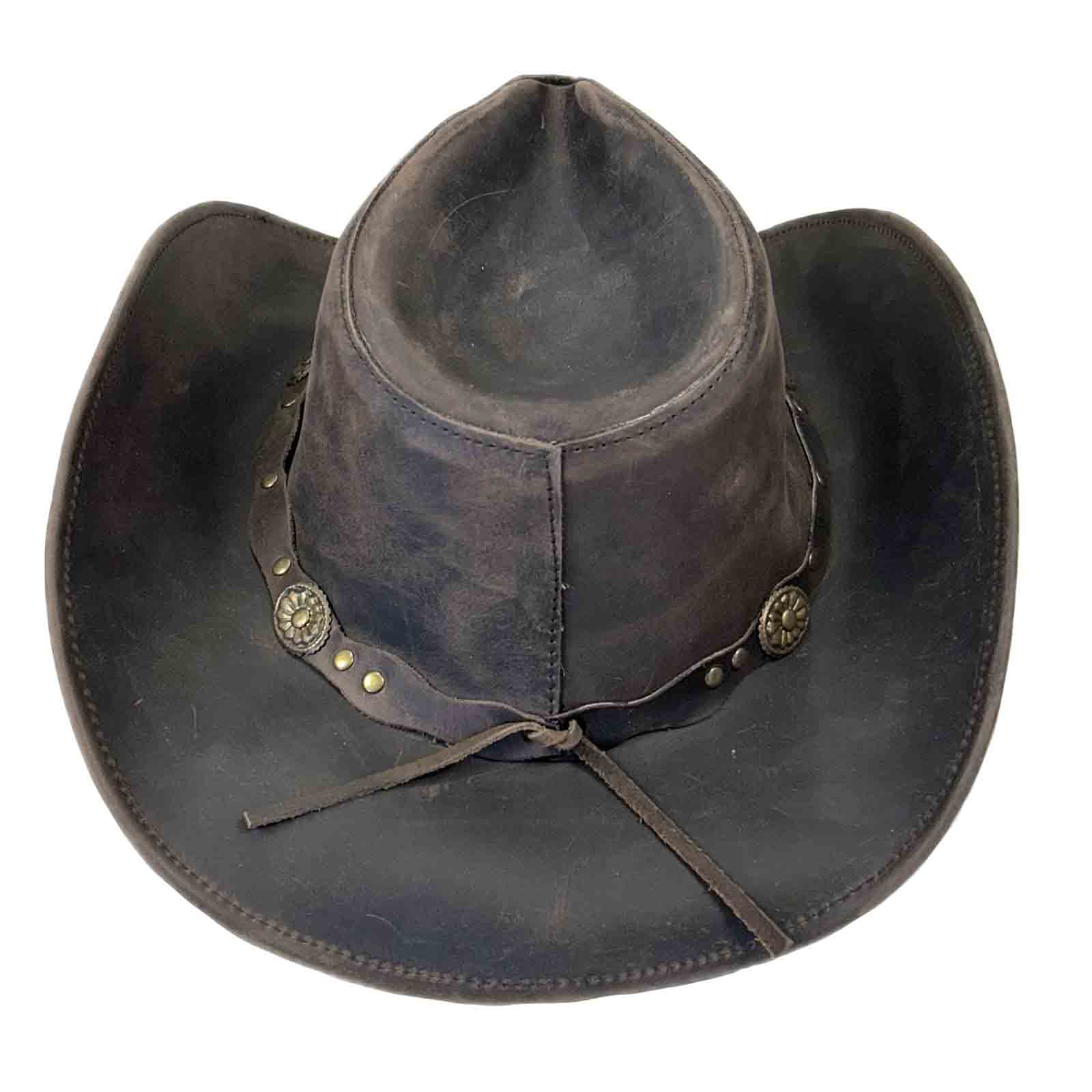 Brown Leather Western Hat with Studded Concho Hatband