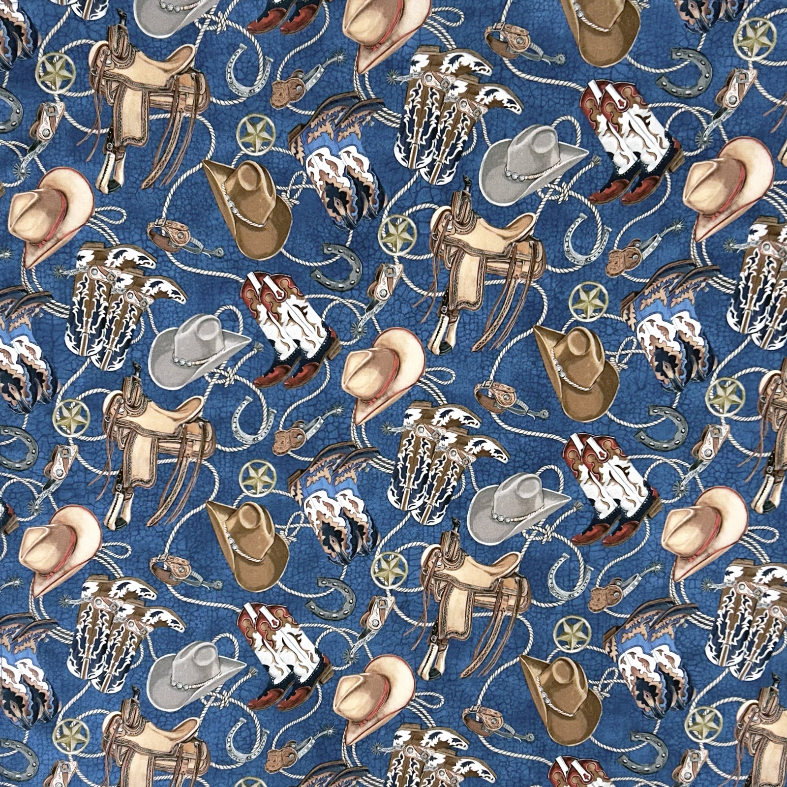 Boots, Hats & Saddles Western Cotton Bandana in Blue