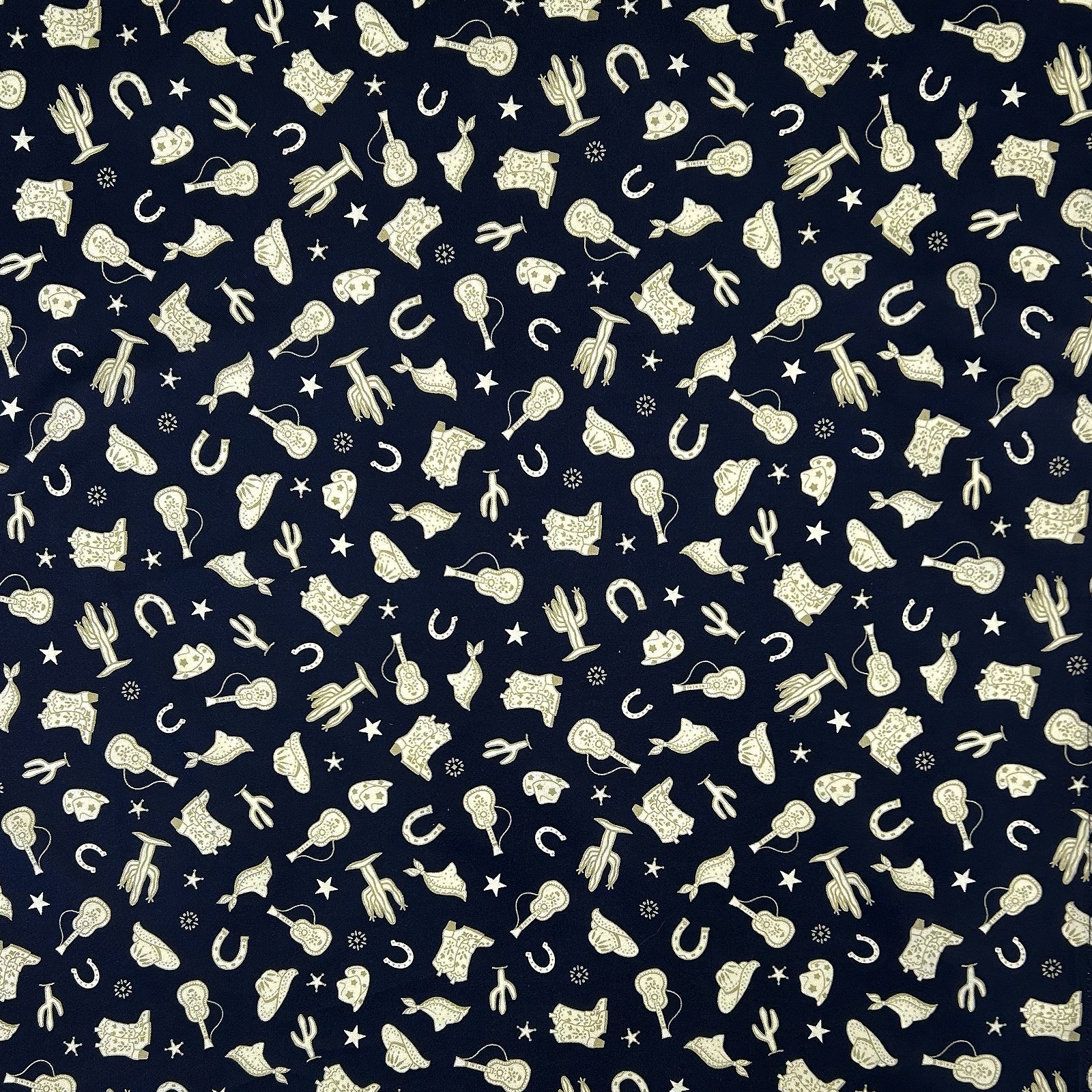 Guitars, Hats & Horseshoes Blue Western Bandana