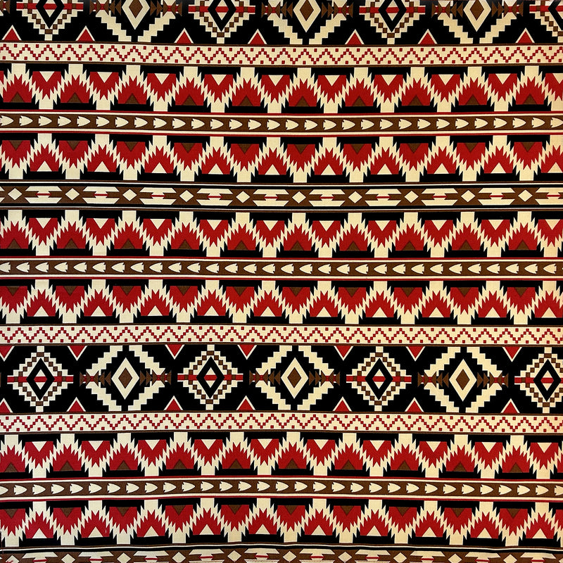 Native Print Western Cotton Bandana in Red & Brown