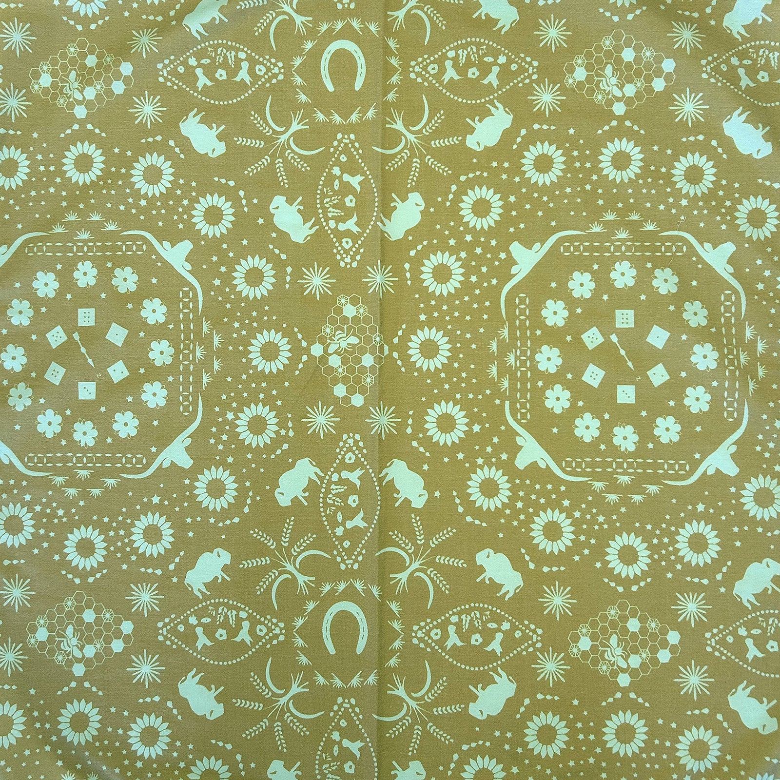 Bison Print Western Bandana in Turquoise & Brown