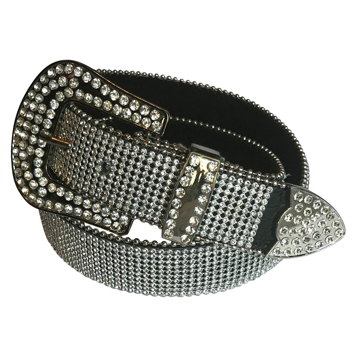 Rhinestone Ostrich Pattern Genuine Leather Western Belt - Rockmount