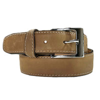 Sanded Nubuck Full Grain Genuine Leather Western Belt in Tan