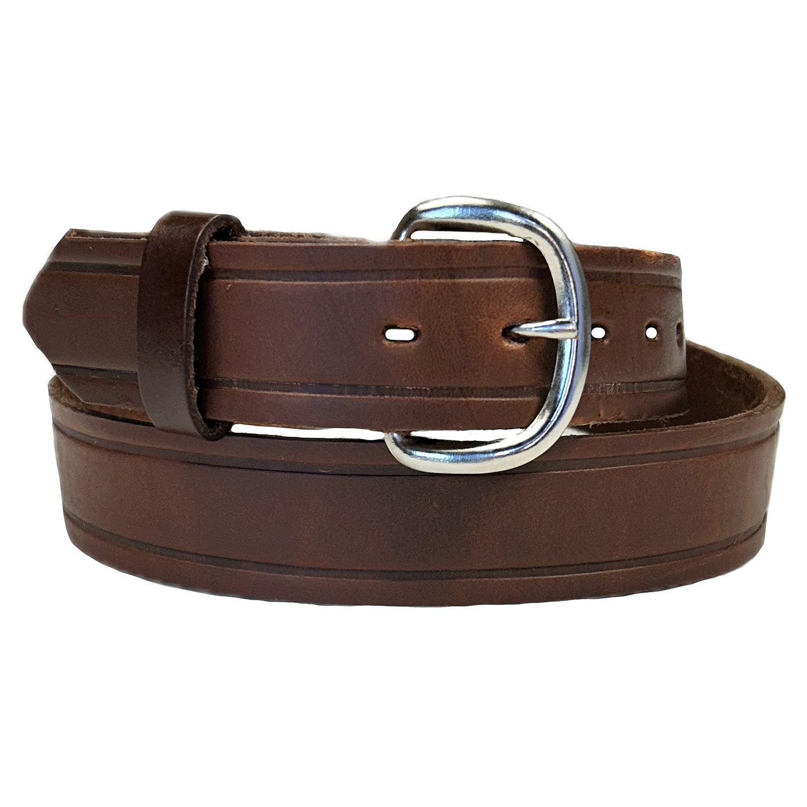 Classic Genuine Brown Leather Western Belt