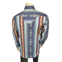 Men's Serape Pattern Western Shirt in Blue