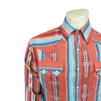 Men's Serape Pattern Western Shirt in Coral