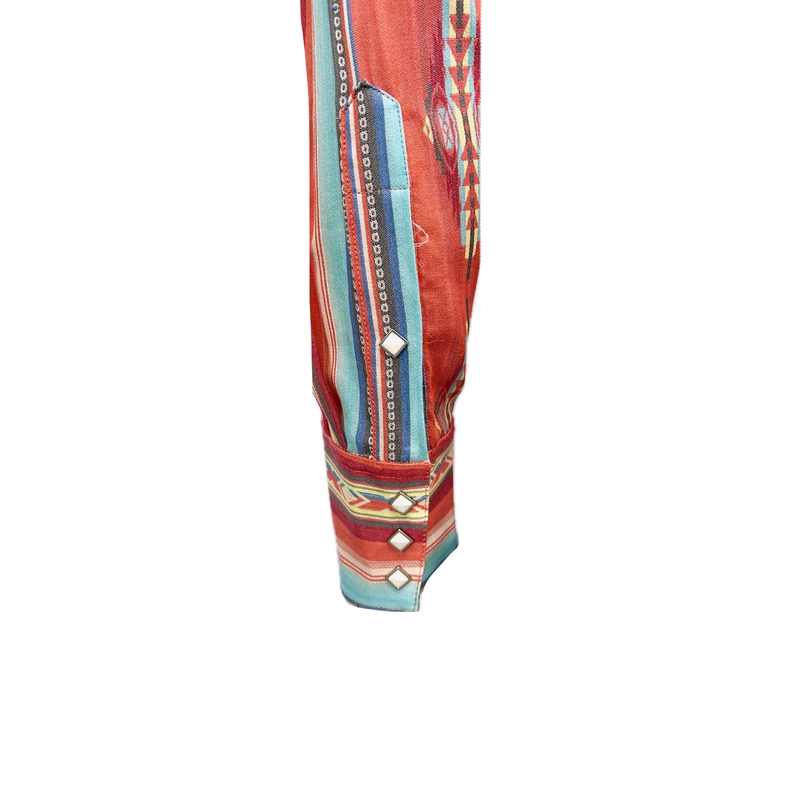 Men's Serape Pattern Western Shirt in Coral