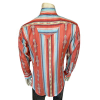 Men's Serape Pattern Western Shirt in Coral
