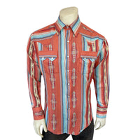Men's Serape Pattern Western Shirt in Coral