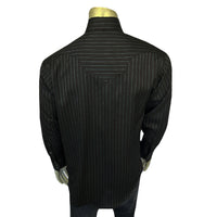 Men's Black & Red Rayon Stripe Western Shirt
