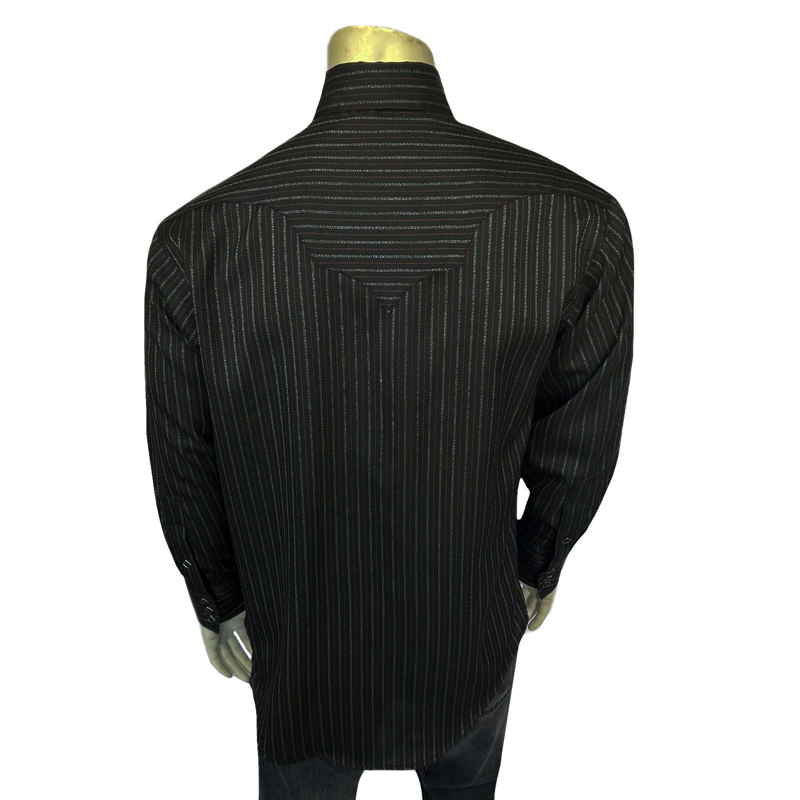 Men's Black & Red Rayon Stripe Western Shirt